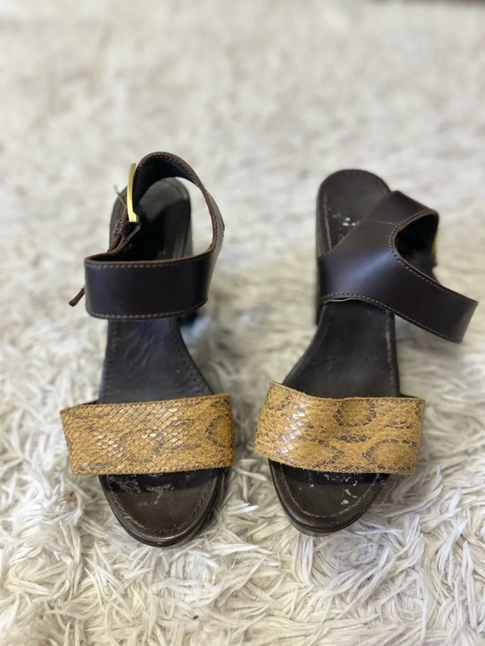 ◾️Y2K Vintage Bruni Collection Wooden Platform 90s Chunky Platform Heel - Picture 3 of 8